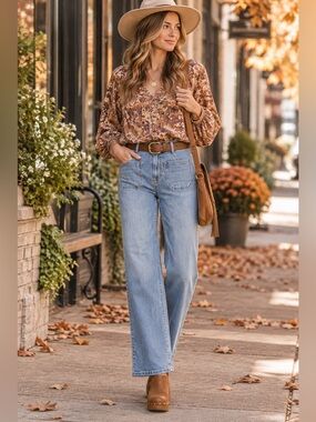 Nurture by Westbound Jeans 8S Light Wash Patch Pocket Straight Leg 70s